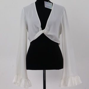NWT White Flare Sleeve Twist Front Crop Top Missguided US 6